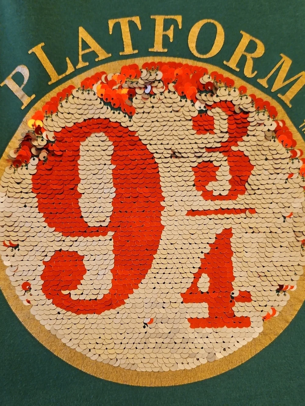 Harry Potter Mini Boden Green Kids' Platform 9¾ Sequin Tee. #283